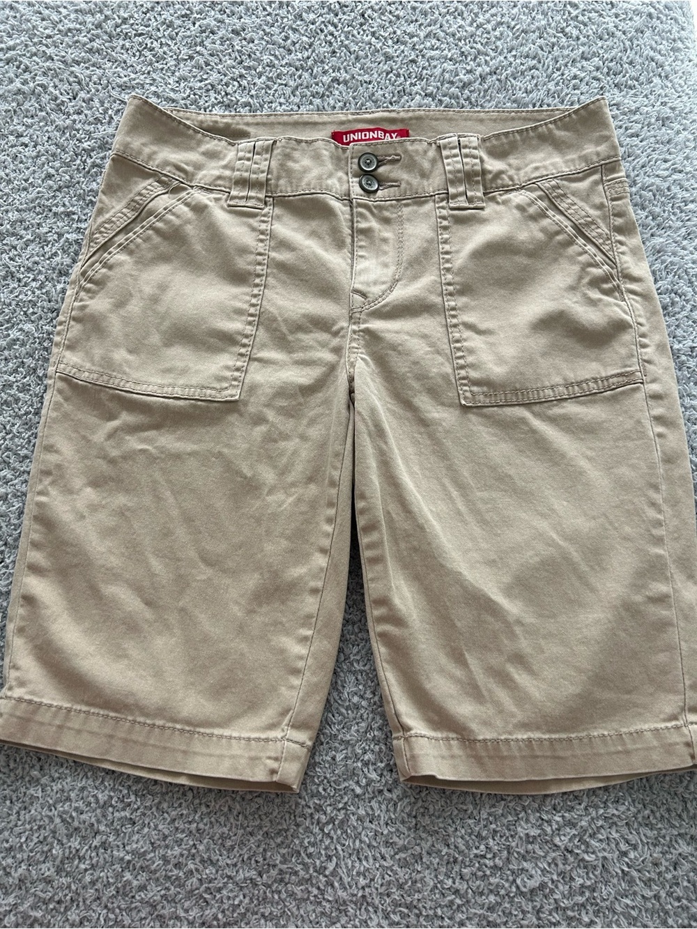 UNIONBAY Tan Stretch Bermuda Shorts with Front Patch Pockets